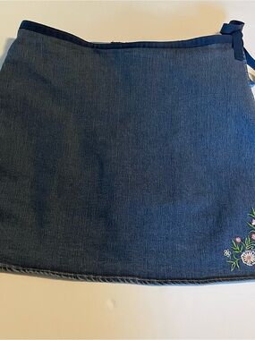 Embroidered Navy Denim-Style Women’s Skort